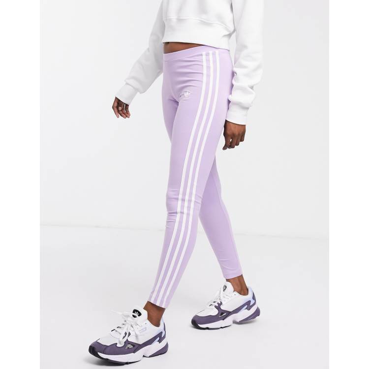 adidas Sportswear ESSENTIALS 3 STRIPES LEGGINGS - Leggings - preloved fig  white/purple - Zalando.de