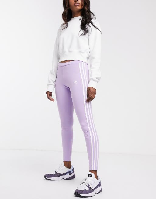 adidas Sportswear ESSENTIALS 3 STRIPES LEGGINGS - Leggings - preloved fig  white/purple - Zalando.de