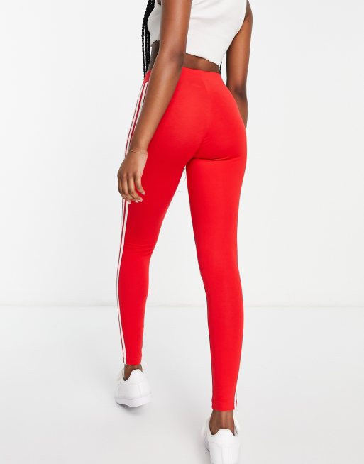 adidas 3-Stripes Leggings - Red, Women's Lifestyle