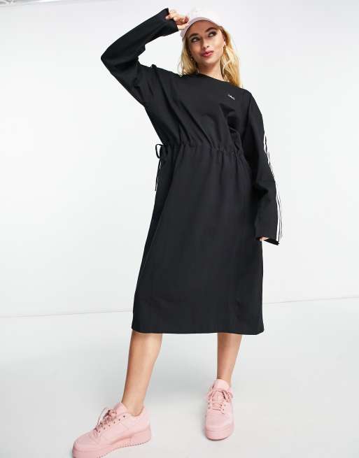 Adidas black midi store dress