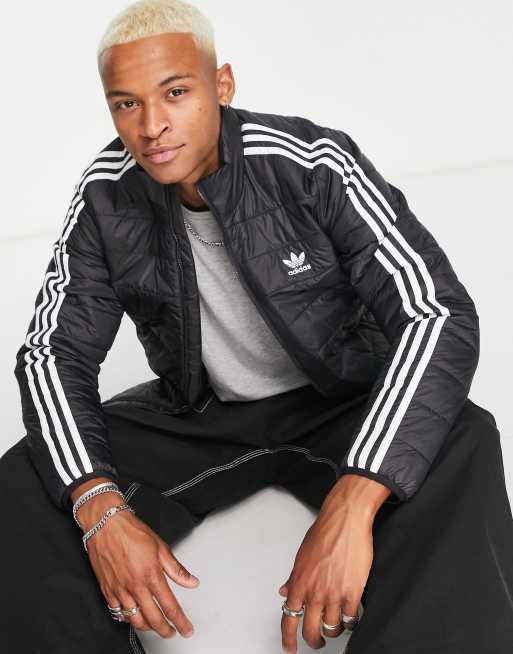 Originals 3 stripe padded jacket in black ASOS