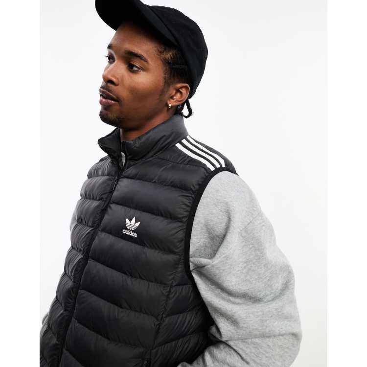 adidas Originals 3 stripe padded vest in black