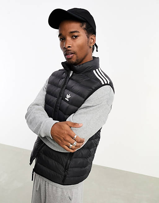 adidas Originals 3 Stripe padded vest in black | ASOS