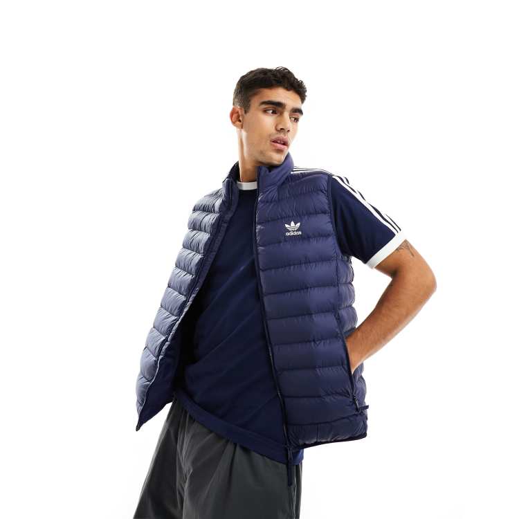 adidas Originals 3 stripe padded vest in navy ASOS