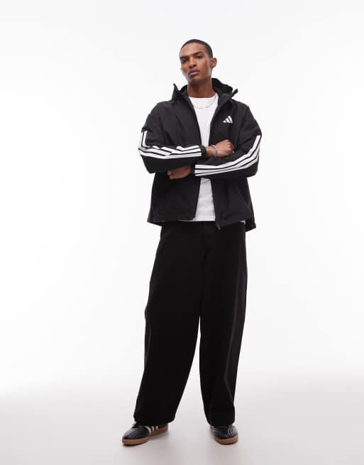 adidas Originals Stripe rain jacket in black ASOS