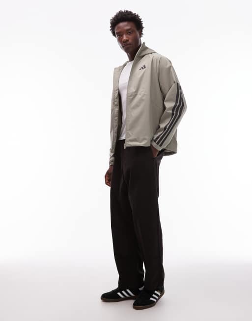 adidas Originals 3 Stripe rain jacket in khaki