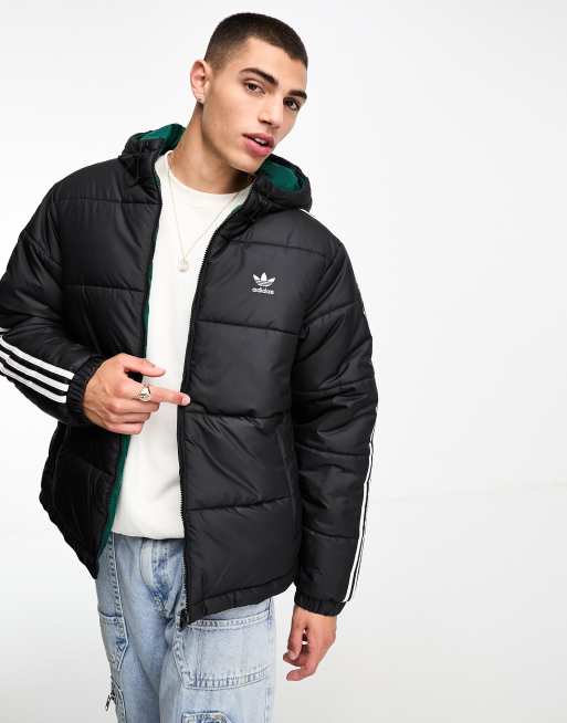 Adidas 3 stripe sales puffer jacket