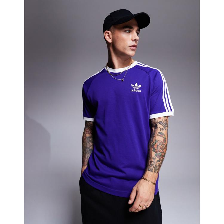 adidas Originals 3 stripe ringer t-shirt in collegiate purple | ASOS