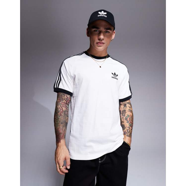 Adidas 3 stripe shirt white online