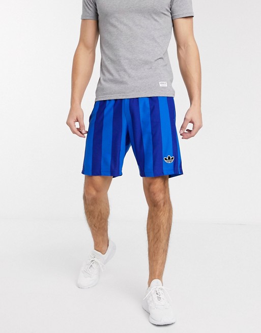 adidas Originals 3-Stripe shorts in blue