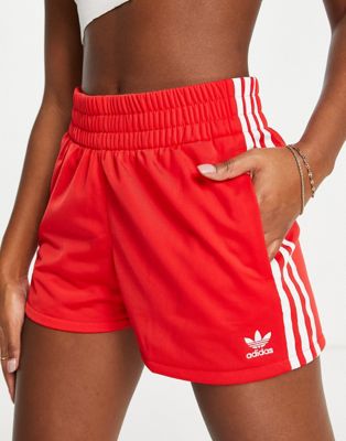 physicist Initially feel adidas Originals 3 stripe shorts in red | ASOS
