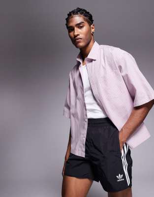 adidas Originals adidas Originals 3 stripe sprinter shorts in black