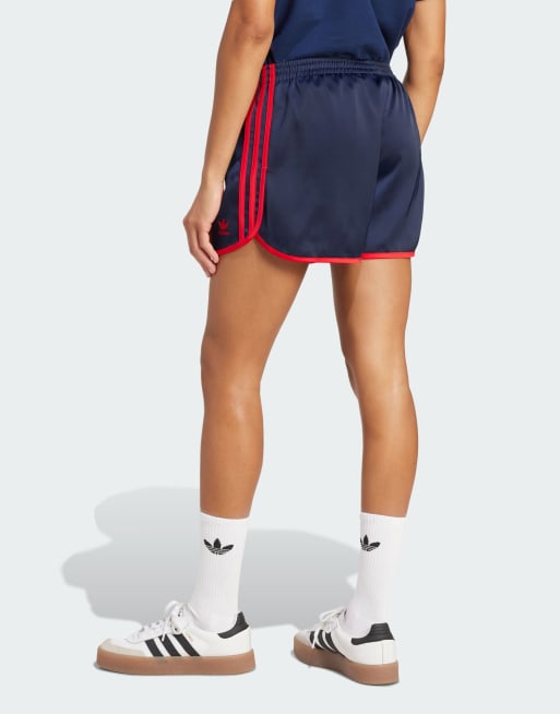 adidas Originals 3-stripe sprinter shorts in navy and red