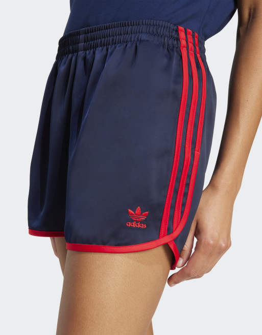 adidas Originals 3-stripe sprinter shorts in navy and red