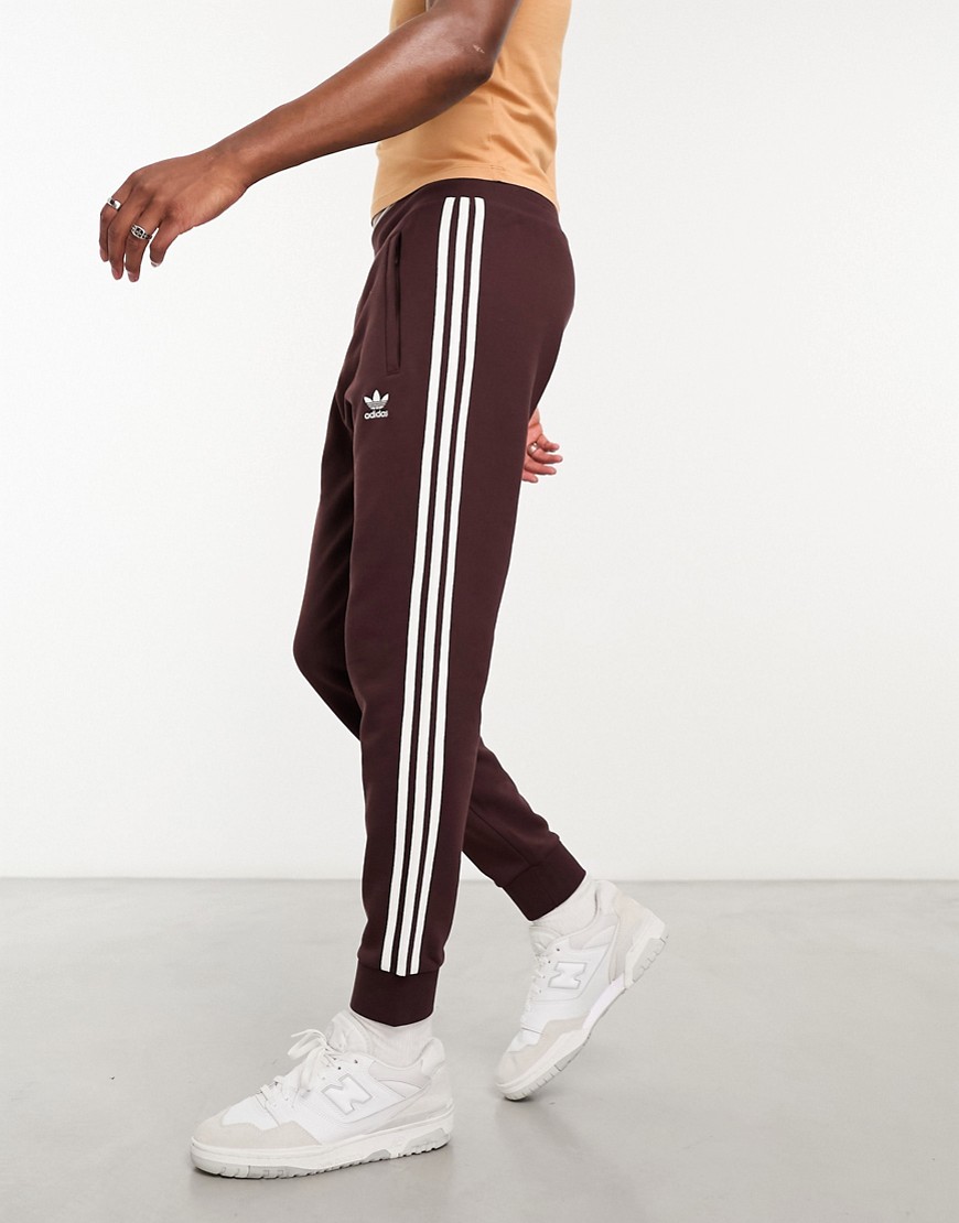 Adidas Originals 3 Stripe Sweatpants In Brown
