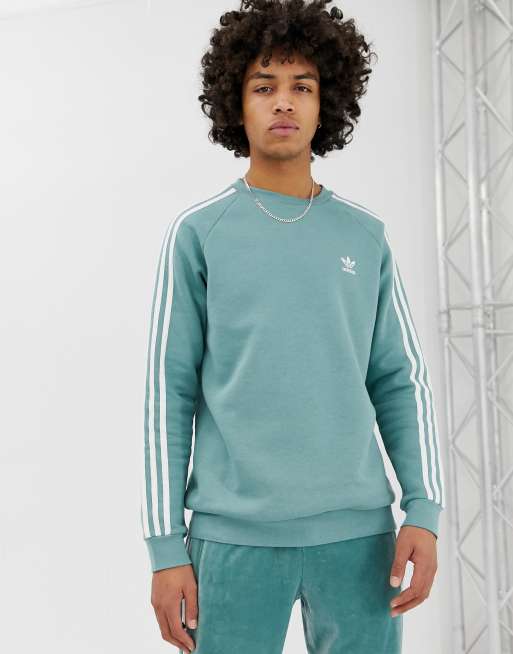 Adidas originals 3 clearance stripe crew neck sweatshirt