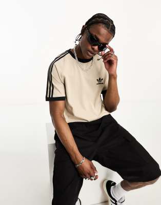 adidas Originals 3 Stripe t-shirt in beige | ASOS