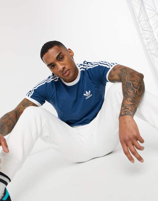adidas grey 3 stripe t shirt