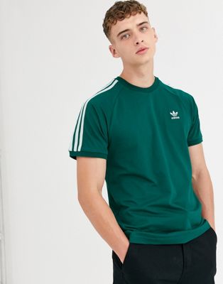 adidas Originals 3 stripe t-shirt in green | ASOS