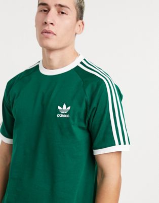 adidas 3 stripe green t shirt