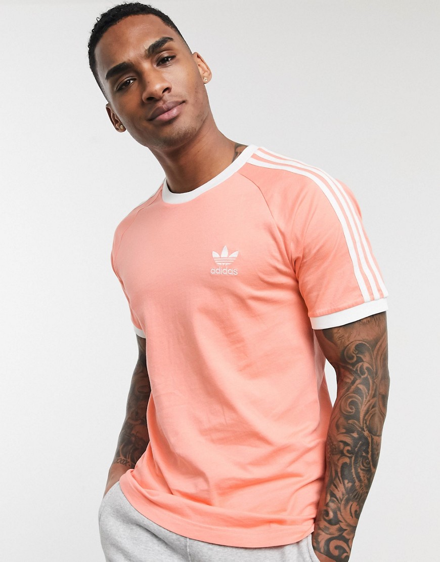 Adidas Originals 3 stripe t-shirt in pink