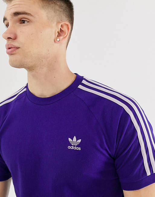 adidas Originals 3 stripe t-shirt in purple