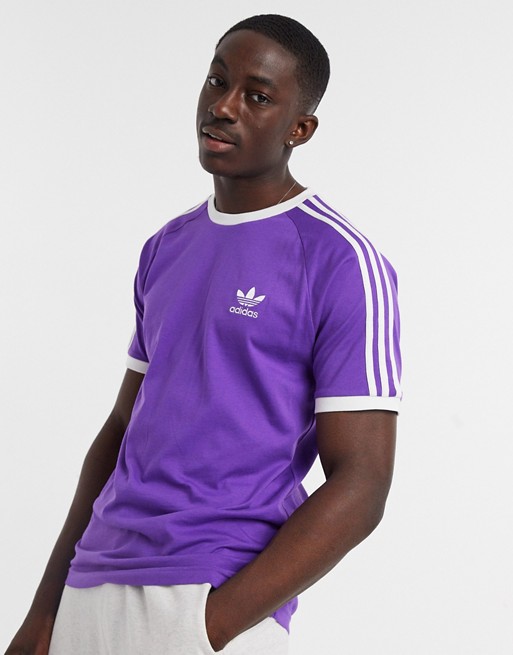 adidas Originals adicolor three stripe t-shirt in purple