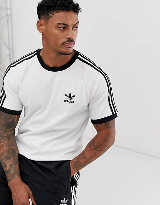 adidas Originals 3 stripe t-shirt in white | ASOS