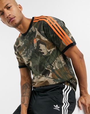 adidas Originals 3 stripe t-shirt with all over camo print | ASOS
