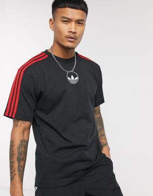 adidas trefoil 3 stripes t shirt in black