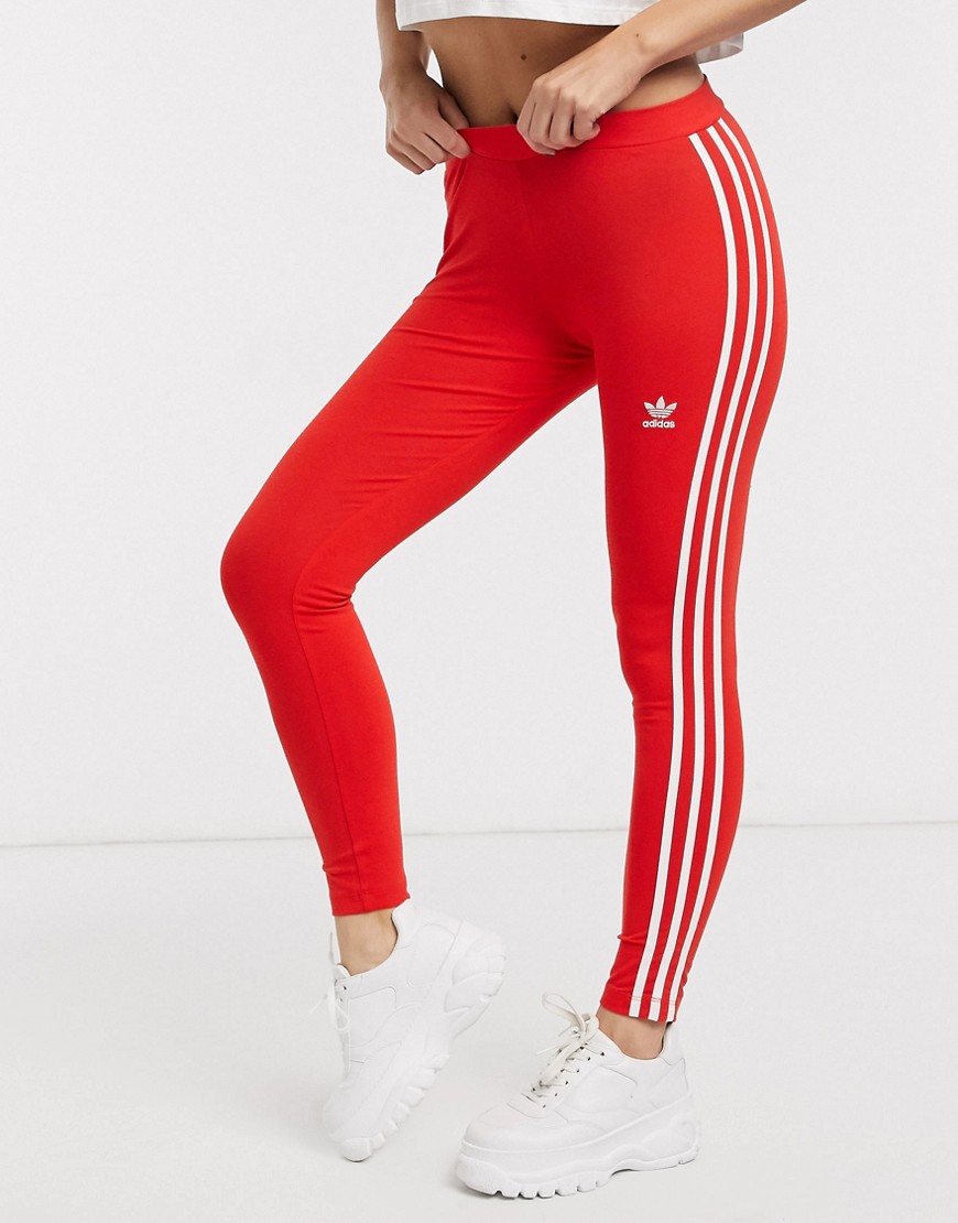 Adidas Originals 3 stripe Tights-Red