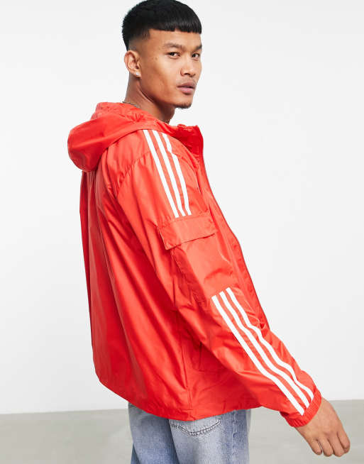 adidas Originals 3 stripe windbreaker in red ASOS