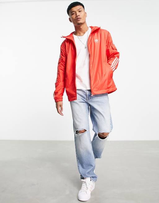 Adidas red stripe outlet jacket