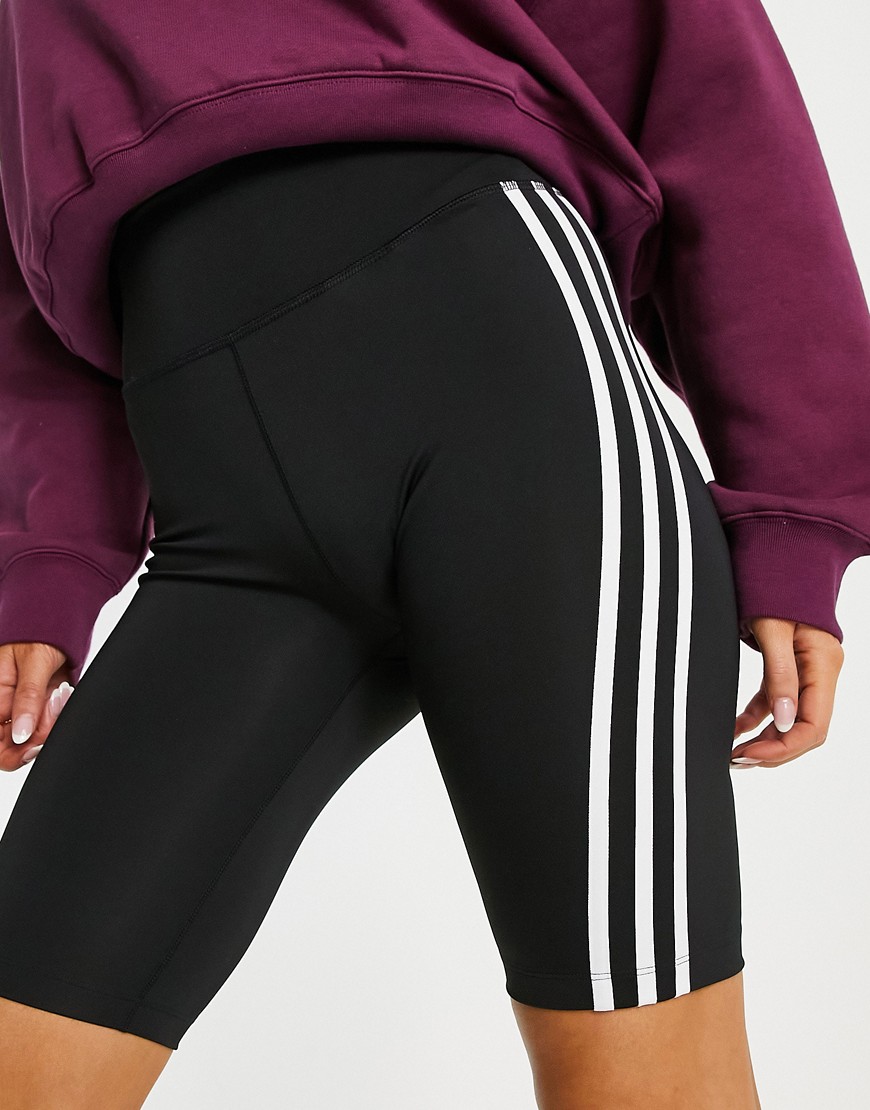Adidas Originals 3 Striped Legging Shorts In Black