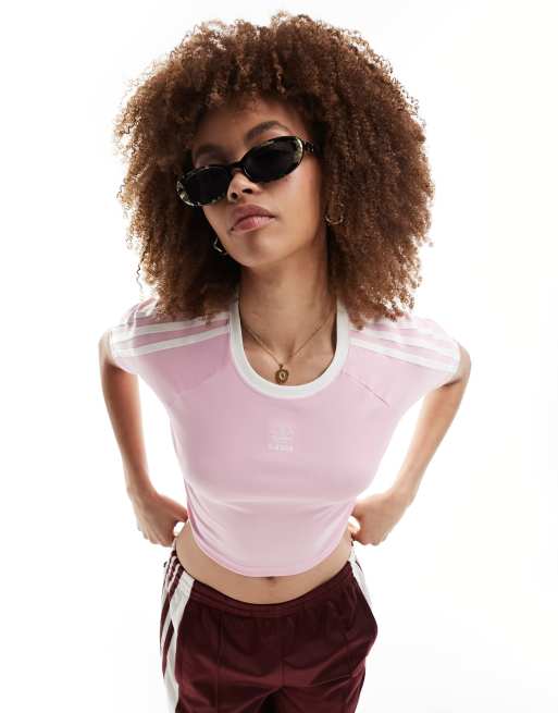 adidas Originals 3-Stripes baby cropped T-shirt in white