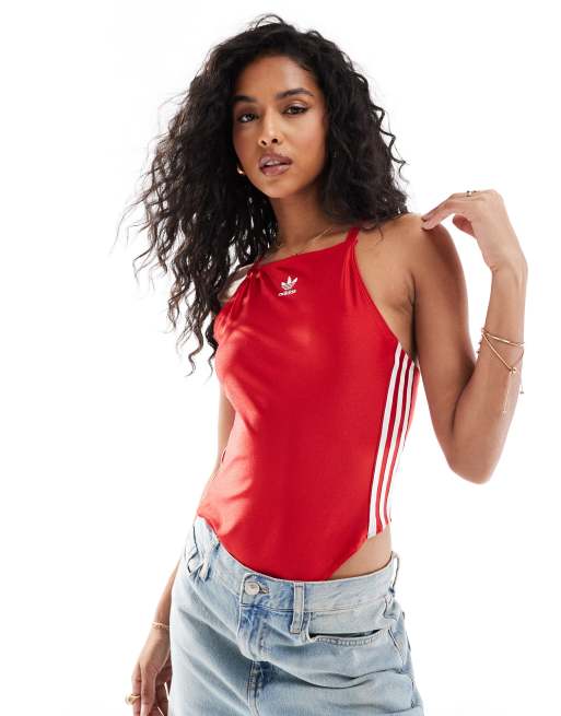 adidas Originals 3 stripes Bodysuit in red