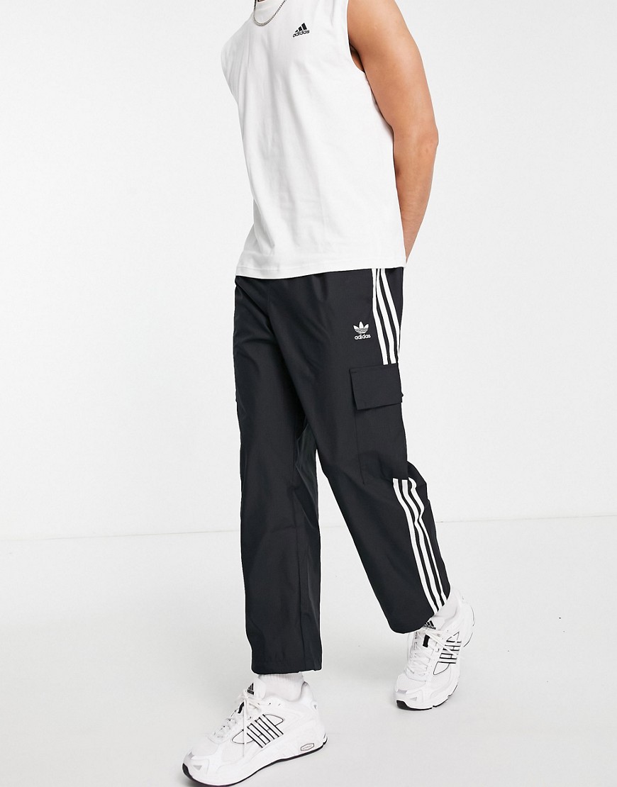 Adidas Originals 3 stripes cargo pants in black