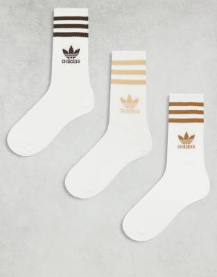 adidas Originals 3 stripes crew sock in white