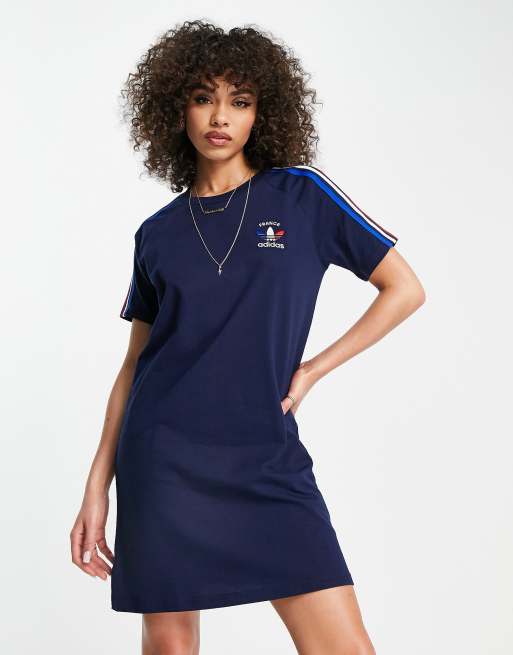 adidas Originals 3 stripes dress in navy