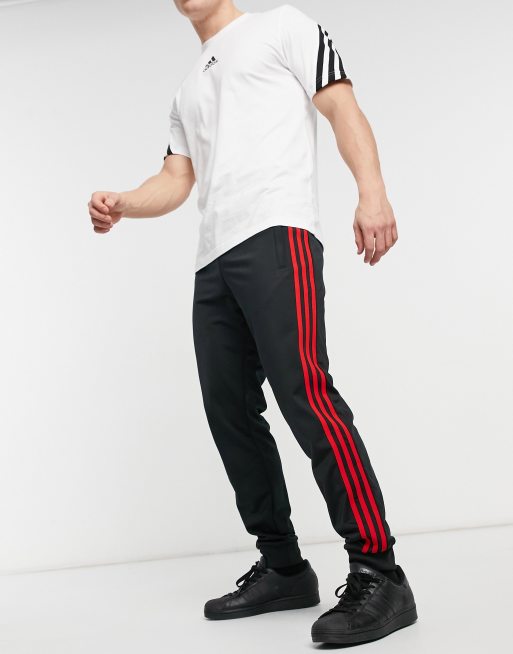 Adidas red sale stripe joggers