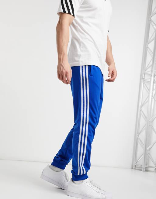 Blue and white store adidas sweatpants