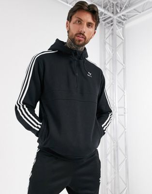 adidas black hoodie 3 stripe