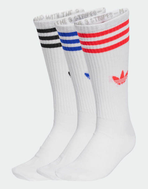 adidas Originals 3-stripes high crew socks 3 pairs in white / lucid red / lucid blue - view 1