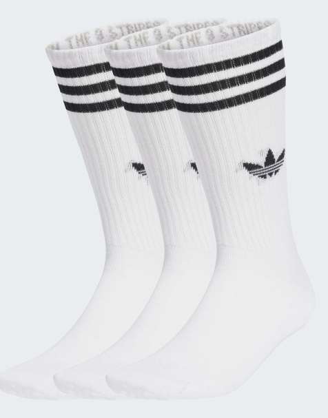 adidas Originals 3-stripes high crew socks 3 pairs in white / white / white - view 1