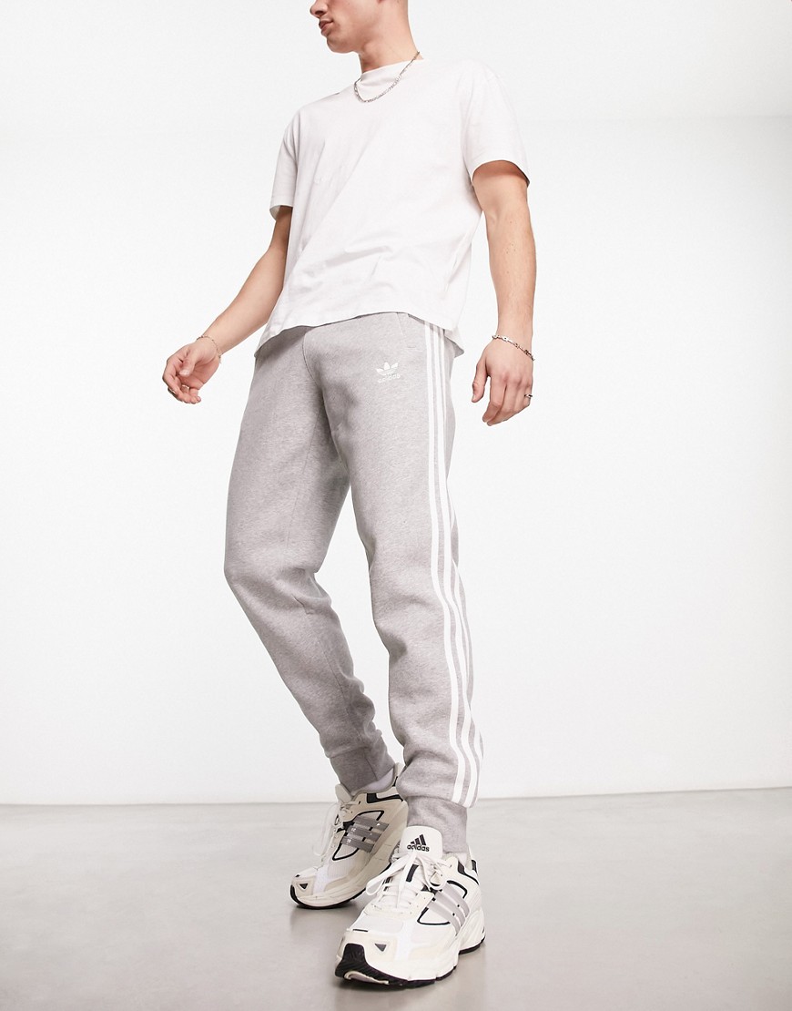 adidas Originals 3 stripes jogger in pale grey