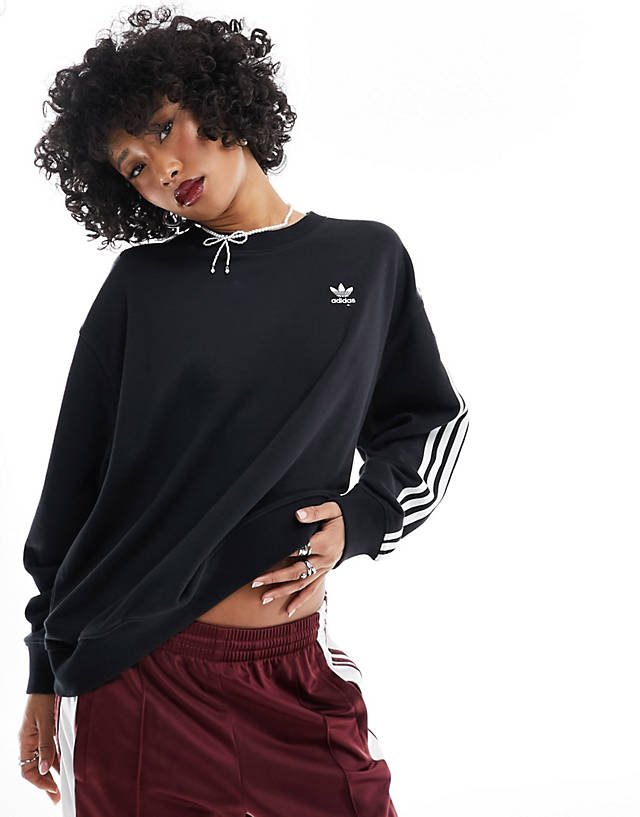 adidas Originals - 3-stripes oversized sweatshirt in black