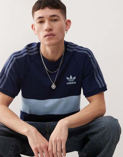 adidas Originals 3-Stripes Panel Tee in blue - view 1