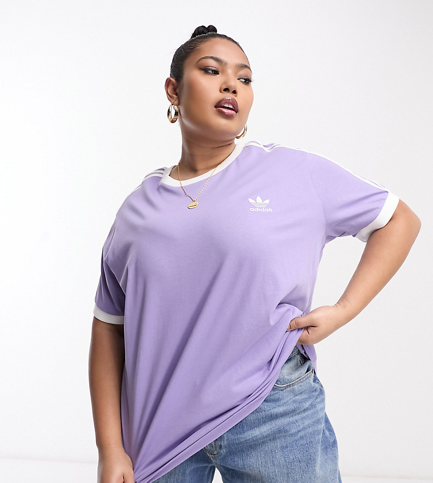 adidas Originals 3 Stripes Plus t-shirt in lilac-Purple