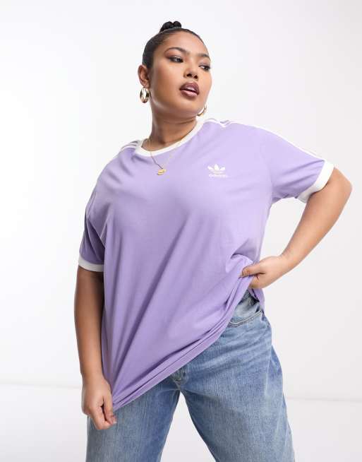 adidas Originals 3 Stripes Plus t-shirt in lilac