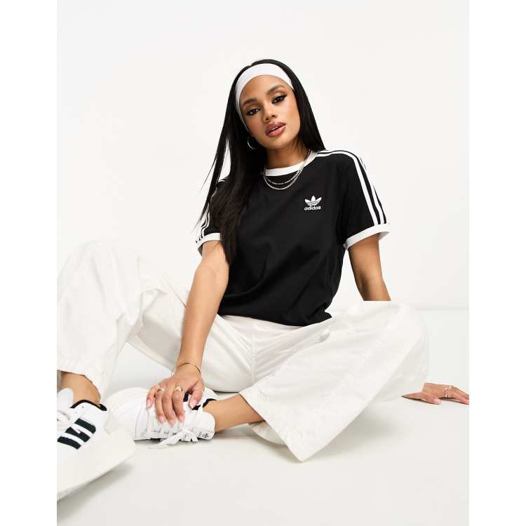 adidas Originals 3 stripes t shirt in black